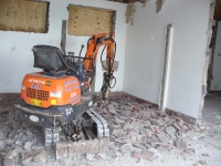 Demolition work on the old toilet block.